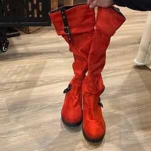 Red Knee-High Women's Boots